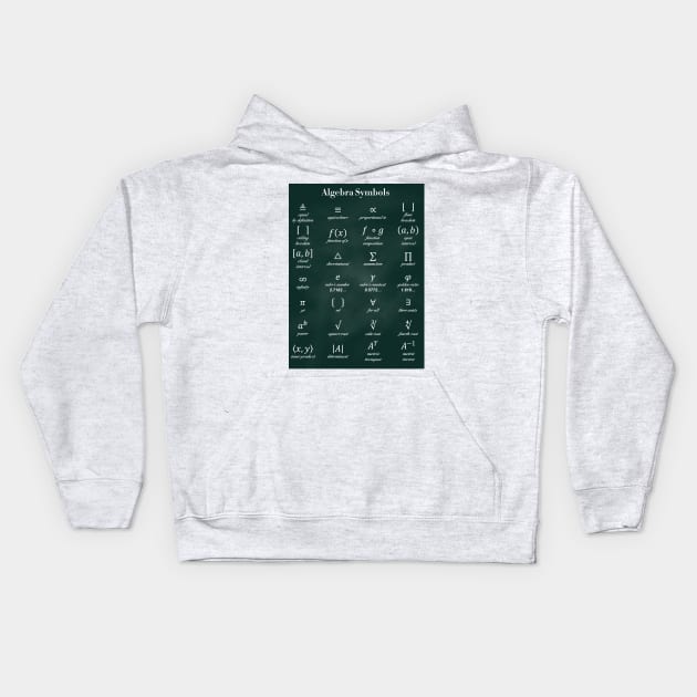 Algebra Symbols Kids Hoodie by ScienceCorner